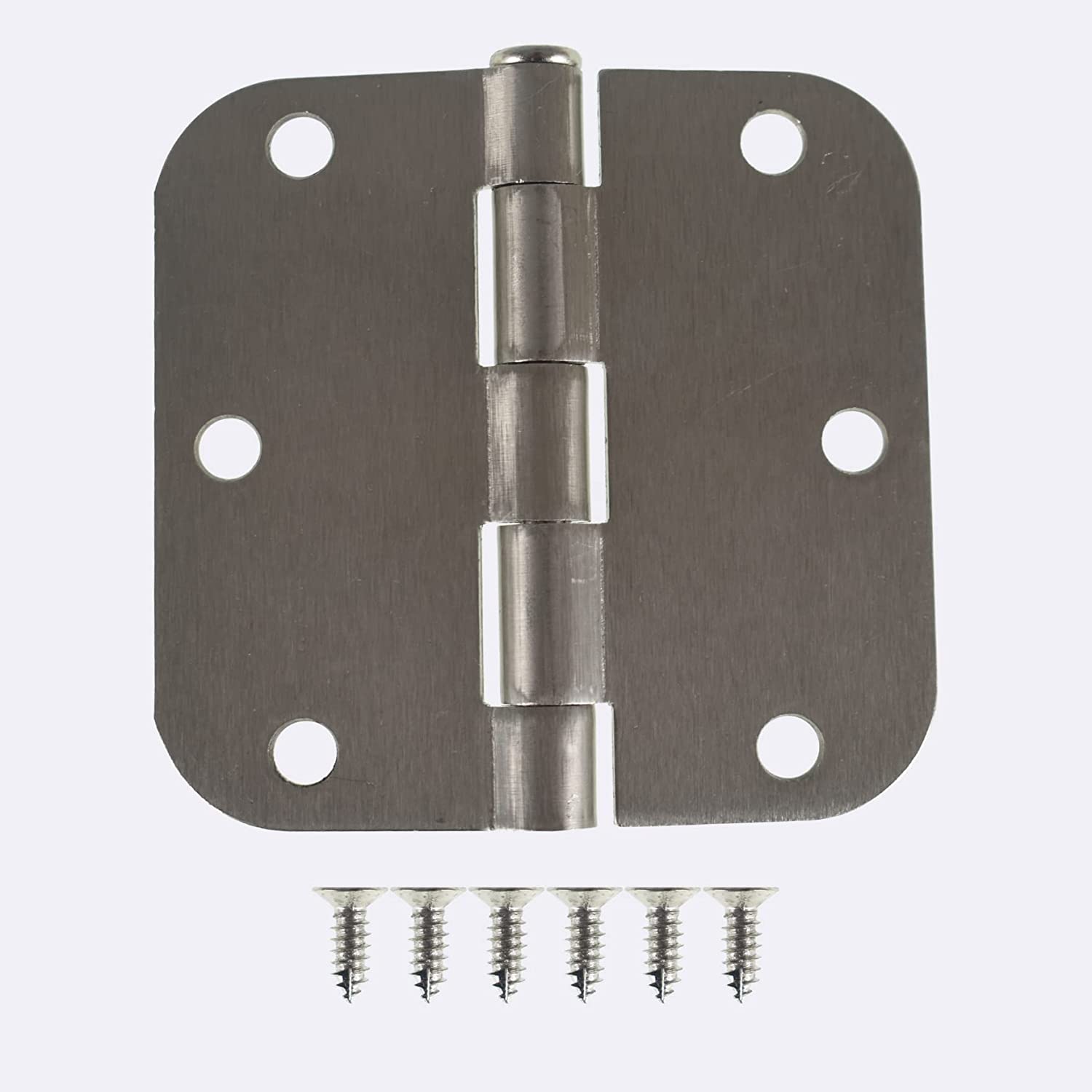 EPOTOOR 18 Pack Interior Door Hinges Satin Nickel Residential Rounded