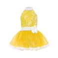 thumbnail image 3 of Haitryli Big Girls Shiny Sequin Ballet Leotard Tutu Dress Layered Tulle Skirt Gymnastics Dance Ballerina Outfit Yellow 16, 3 of 5