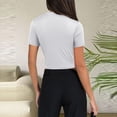 thumbnail image 4 of Njagoc3 Women's Crew Neck Short Sleeve Side-Slit Slim Fit Cropped Top,Gray,XL, 4 of 6