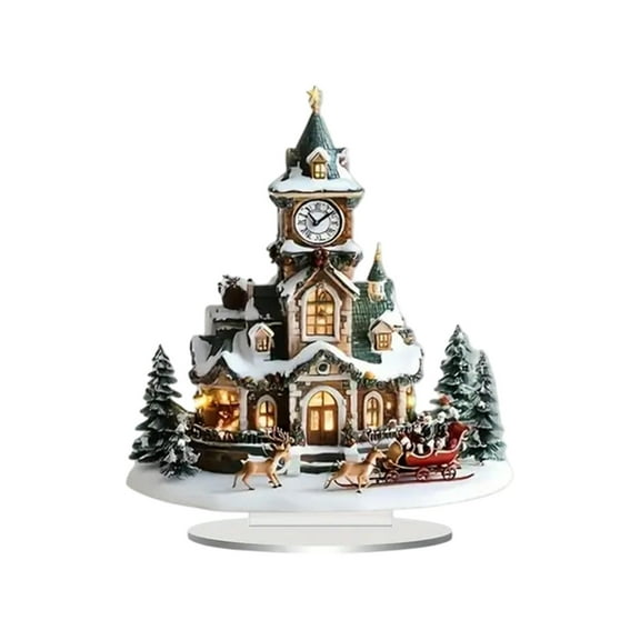 PEIBang Christmas Village House Tabletop Decoration,2D Acrylic House Desktop Decor Christmas Table Centerpiece for Home Office