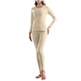 thumbnail image 5 of AINIYS Women Winter Warm Thermal Underwear Set Fleeve Layered Long Sleeve Set Fall Winter Outfits Khaki XXXL, 5 of 7