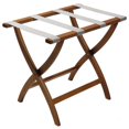 thumbnail image 1 of Wooden Mallet LR2-MOSVR Designer Curve Leg Luggage Rack with Silver Straps - Medium Oak, 1 of 1