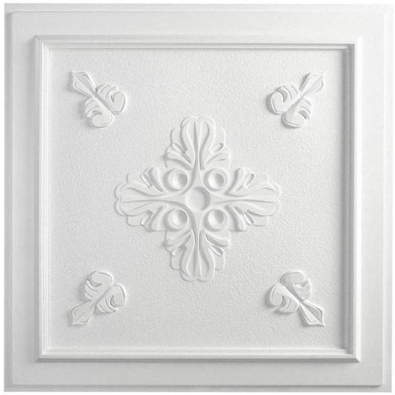 Belfast 2 ft. x 2 ft. Drop-in or Glue-Up Vinyl Ceiling Tile in White - Box of 10