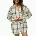 thumbnail image 2 of Towmus Womens Plus Size Button Down Flannel Shirts Long Sleeve Plaid Shackets Business Casual Blouse Top, 2 of 8