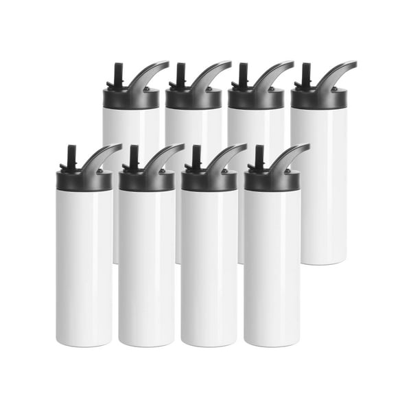 PYD Life Lot de 8 Gobelets de Sublimation Tasses Blanches en Vrac 20 OZ Bouteilles d'Eau Sport Minces Droites avec Gourde Portable