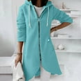 thumbnail image 2 of Women's Longline Zip Up Hooded Sweatshirt Cozy Fleece Lined Cardigan Jacket with Kangaroo Pockets Loose Fit Lounge Wear for Cool Weather, 2 of 9