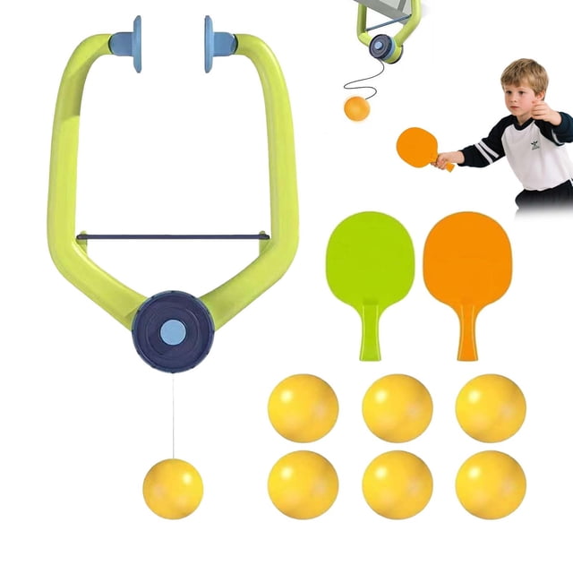 WUSUOWEI 1Set Door Pingpong Game Set,Hanger,Rackets and Balls,Hanging Table Tennis Trainer Portable Set,Adjustable Portable Table Tennis Exerciser for Indoor Fun,Enhanced Coordination