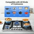 thumbnail image 6 of Sunmaki 36 Inch Gas Cooktop with 5 High-Efficiency Burners, Heat-Resistant SABAF Stovetop, LPG Compatible, 110V, 6 of 10