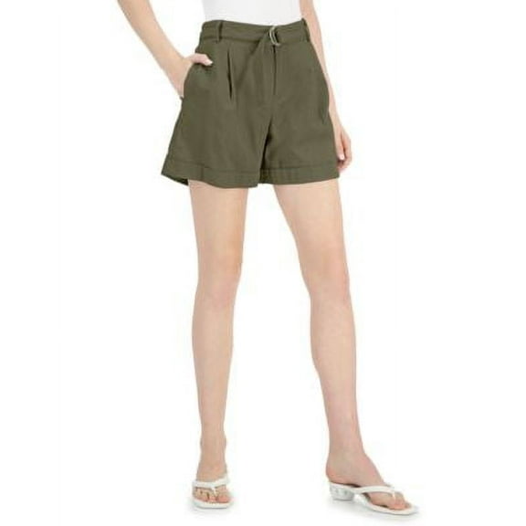 MSRP $60 Inc International Concepts Womens High Rise Belted Shorts Green Size 14