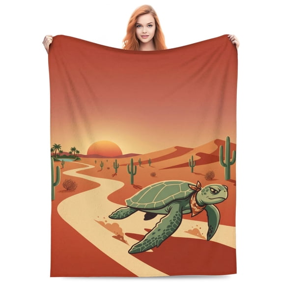 Sea Turtle Blanket | Soft Flannel Blanket with Turtle Pattern – Cozy All Season Couch Blanket 50x40