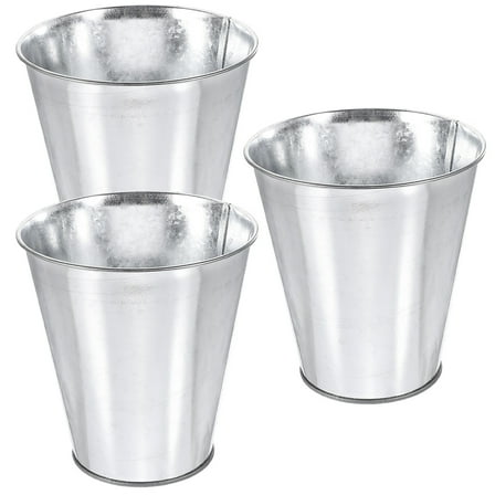 SWETRACE 3Pcs Round Silver Flower Bucket for Floral Arrangement 12X5.1in Iron Material