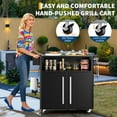 thumbnail image 3 of Heavy-Duty 2-Tier Outdoor Kitchen Island with Locking Wheels – 883 sq.in. Prep Space, 304 Stainless Steel Top, Magnetic Double-Door BBQ Cabinet for Grilling Table & Patio Cooking Station, 3 of 8