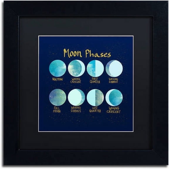 Trademark Fine Art "Moon Phases" Canvas Art by Lisa Powell Braun, Black Matte, Black Frame
