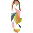 thumbnail image 2 of SMihono Robes d'Été Bohémiennes Femmes Grande Taille Ample Poche Col en V Dégradé Imprimé Sans Manches Robe Longue Décontractée à Bretelles, 2 of 5