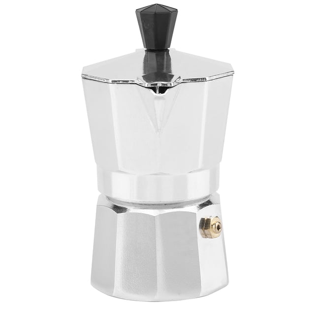 Moka Pot 6 Cup Aluminum Silver, Iconic Stovetop Espresso Maker, Real Italian Coffee, for Home or Office