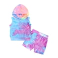 thumbnail image 4 of Baby Girl Clothes Toddler Girls Summer Sports Outfits 2pcs Tie Dye Print Sleeveless Hooded Tank Tops and Shorts Cotton Clothing Sets 9-12 Months, 4 of 4