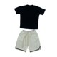 thumbnail image 5 of Conjunto de ropa para muñeca masculina a escala 1/6, pantalones cortos deportivos y camiseta hechos a mano, estilo casual. Conjunto de camisa negra, 5 of 9
