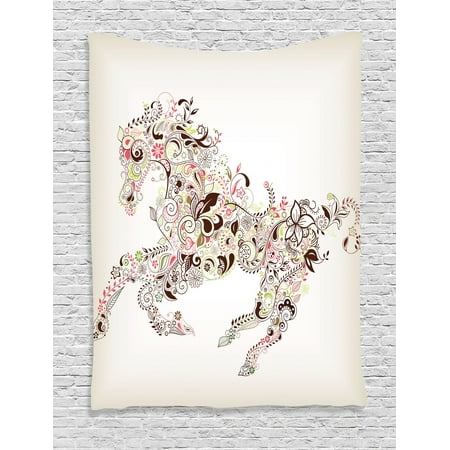 - Abstract Home Decor Wall Hanging Tapestry, Abstract Floral Horse Flower Leaf Ornamental Paisley Pattern Swirl Artwork, Bedroom Living Room Dorm Accessories, Gift Ideas, By Ambesonne