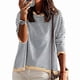 thumbnail image 3 of Suéteres de Mujer de Larga, Cuello Redondo, Rayas de Colores, Suéteres Casuales de Punto Gris S, 3 of 8