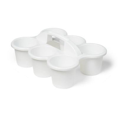 6 Cup Desktop Caddy Off White, Supply Organizer with Handle for Classroom & Teacher Desk