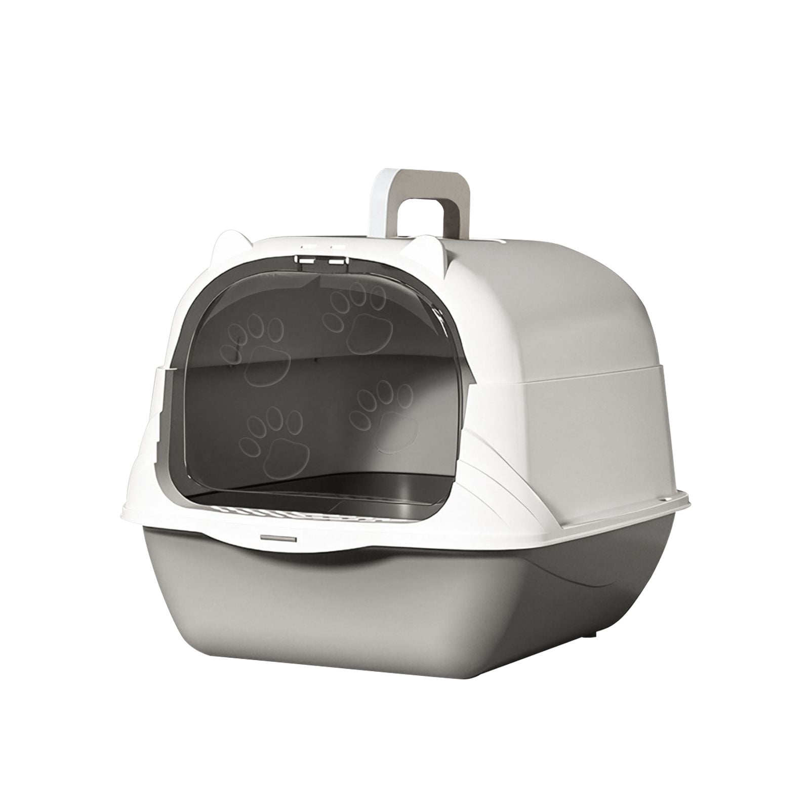 Fully Enclosed Cat Litter Box Gray Odor Locking Portable with Scoop and Litter Mat