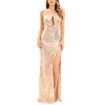 thumbnail image 2 of Lovskoo Wedding Guest Dresses for Women Evening Gown Trendy Hollow Out Dress Sparkly Glitter Party Club Long Wrap Evening Formal Cocktail Dresses 2023 Gold, 2 of 9