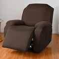 thumbnail image 4 of 4 Pieces Stretch Velvet Recliner Covers, Thicker Soft Plush Recliner Chair Slipcover with Side Pockets, Luxury Dog Cat Pets Proof Reclining Protector (Recliner, Dark Coffee), 4 of 6