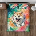 thumbnail image 4 of Funny Watercolor Adorable Shiba Inu Peeking Through Torn Paper Effect Quilt Bedding Set Shibas Dog Lovers Gifts Idea 1 Blanket Bed Cover 2 Pillowcases - 00026, 4 of 5