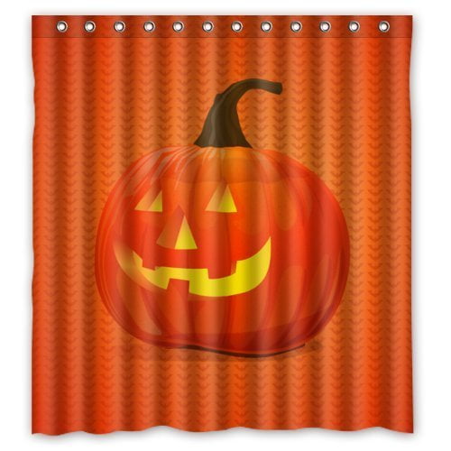 Halloween Shower Curtain Set Pumpkin With Bat Full Moon Grave Bathroom Curtain