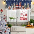 thumbnail image 5 of Blue Christmas Curtain Valances for Windows, Kitchen Valance Window Treatments Panel 2 Pack, Gnomes Cat Squirrel Pine Tree Winter Snowy Rod Pocket Short Curtains for Bathroom Bedroom 54 x 18 Inch, 5 of 8