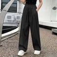 thumbnail image 2 of hlysgo Girls Wide Leg Pants Flowy Palazzo Linen Loose Fit Pant Casual Beach Travel Trousers with Pockets Black Black,10-11Years, 2 of 5