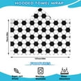 thumbnail image 2 of Soccer Ball Pattern Hooded Bath Towel，50"x30" for Ages 3 To 12 Kids, Quick Dry Lightweight Soft Microfiber Hood Beach Towel Cover Up for Kids, 2 of 7