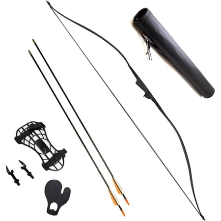 30-35lbs 22-29 Robinhood Long Bow for Adult/Youth with Armguard Finger Tab Arrow Rest and 2 x Arrows