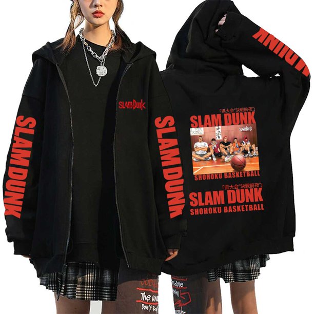 Chaqueta con capucha de Slam Dunk para hombre y mujer, Sudadera con capucha de Anime Sakuragi Hanamichi, abrigos informales con cremallera de lana, ropa de otoño