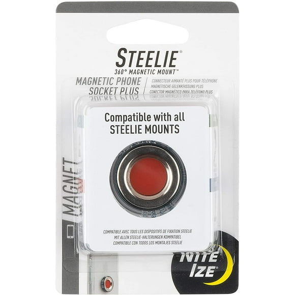 Nite Ize Original Steelie Magnetic Phone Socket Plus - Additional Magnet for Larger Phones Using Steelie Phone Mounting