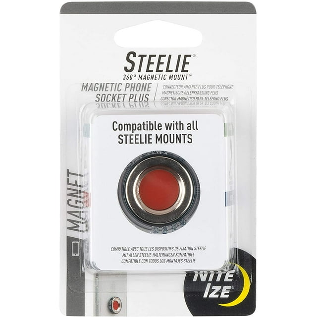 Nite Ize Original Steelie Magnetic Phone Socket Plus - Additional Magnet for Larger Phones Using Steelie Phone Mounting