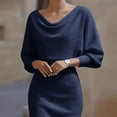 thumbnail image 4 of Wlynlyn Womens Dresses Cowl Neck Ruched Business Office Elegant Midi Dress Long Sleeve Solid Color Wear to Work Dresses, 4 of 7