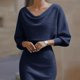 thumbnail image 3 of Vestido de Manga Larga de Terciopelo para las Mujeres Color Sólido Cuello Gota Reunión Oro Vestido de Terciopelo, Vestido de Manga Larga de las Mujeres Desgaste Elegante Casual, 3 of 7