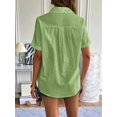 thumbnail image 5 of Women'S Cotton Button Rolled Hem Short Sleeve Shirt Summer Casual V Neck Beach Cotton Top Yellow & Green XXL, 5 of 6