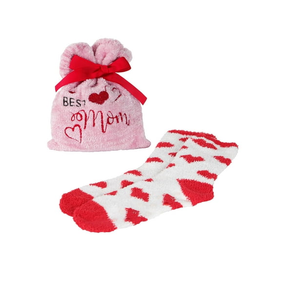 MeMoi Best Mom Cozy Socks & Gift Bag Set, One Size, Pink