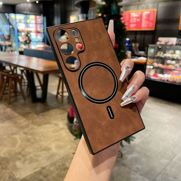 Haobuy for Samsung Galaxy S24 Ultra S24 Plus S24 Magnetic Magsafe Case Leather Shockproof Business Case