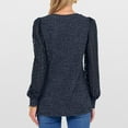 thumbnail image 3 of Fmbrln Womens Lightweight Sweaters Lace Patchwork Long Sleeve V Neck Solid Tops Loose Comfy Pullover Tops Trendy Womens Blouses Navy S, 3 of 4