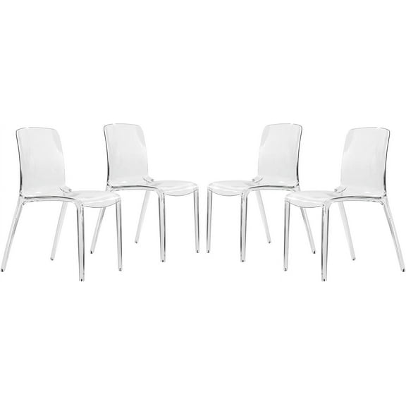 LeisureMod Murry Modern Lightweight Stackable Dining Side Chair in Clear, set of 4