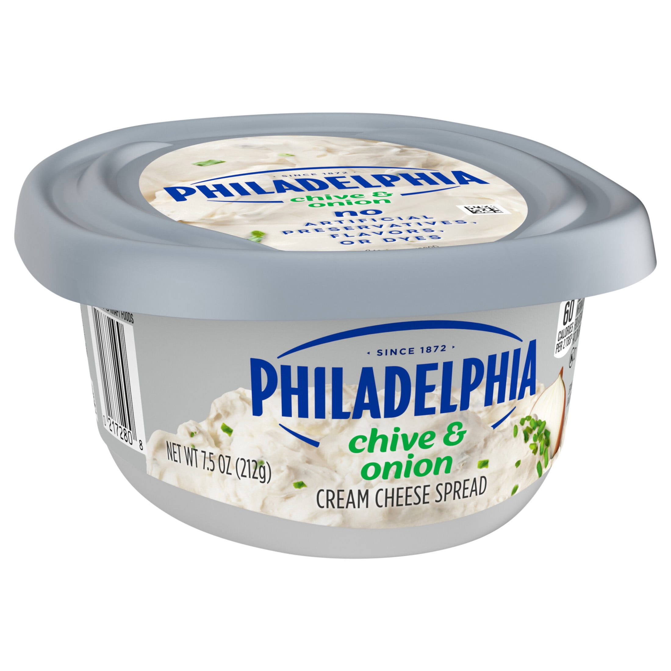 Philadelphia Flavored Cream Cheese Spread, 1 Tub, for Smooth, Spreadable Mornings, Chive & Onion, No Artificial Preservatives, Flavors or Dyes, 7.5 oz