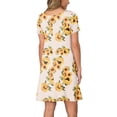 thumbnail image 5 of Outfmvch Fall Dresses Womens Dresses Plus Size Dress Women Summer Short Sleeve Sunflower Printed Pockets Sundress Casual Swing Dress Womens Dresses Beige 2Xl, 5 of 8