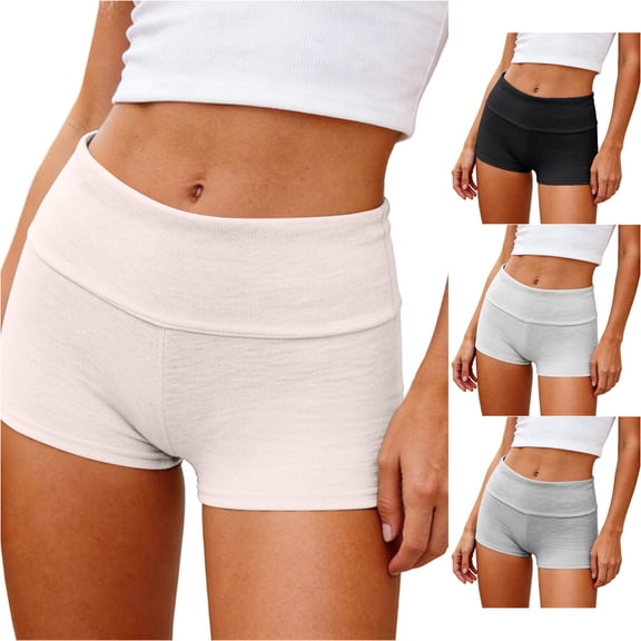 Women's Folding Waist Solid Color Short Base Low Rise Leggings Footed Leggings for Women S