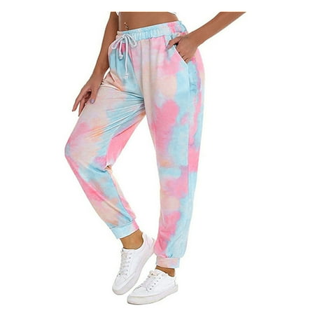 

Tawop Fashion Women S Ladies Casual Elastic Waist Loose Pockets Tie-Dye Print Pants Womens Pajama Pants Mother S Day Pants
