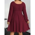 thumbnail image 2 of SIEANE Women's Plus-Size Casual Crew Neck Autumn Long Sleeve Stretch Knit MIDI Dress 1X-4X, 2 of 7