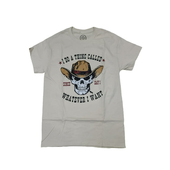 Men's Cowboy Skull I Do a Thing Called Whatever I Want Beige Graphic T-Shirt - Small