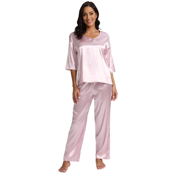 Pajamas Set for Women Two Piece PJS Sets Shorts - Womens Silk Satin Pajamas Comfortable Soft Loungewear Sleepwear Set 2023 S-XXL